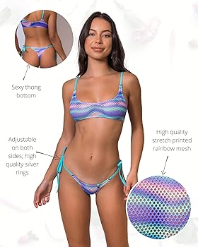 wicked weasel レインボー三角ビキニ 　3点セット Amazon.com: Wicked Weasel Sherbet Skies Thong Bikini